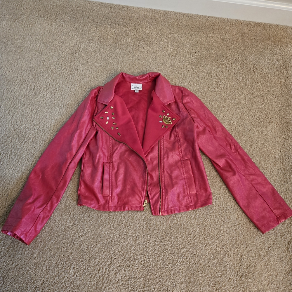 Disney Red Leather Jacket with Gold Studs